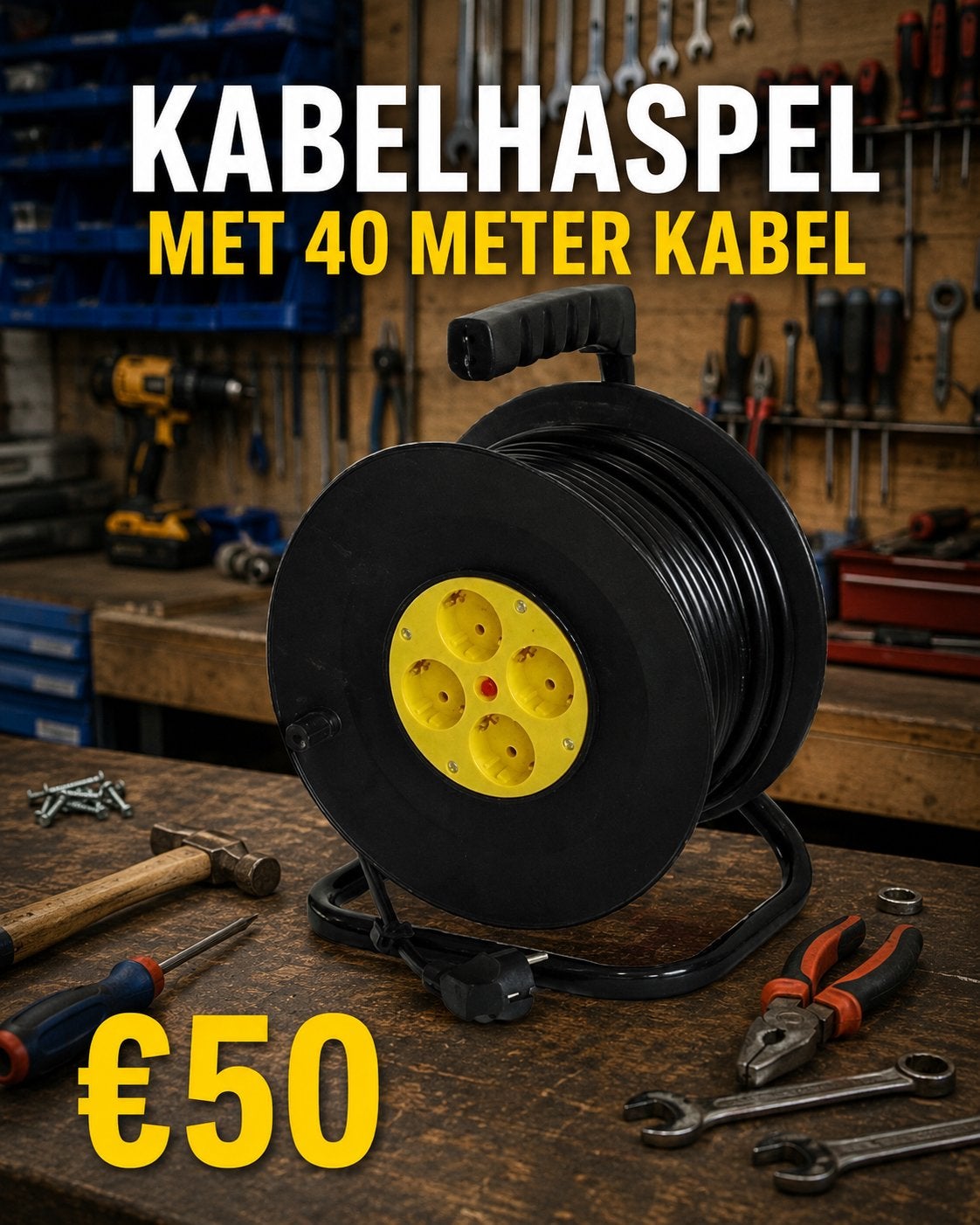 Kabelhaspel 40 meter nieuw in doos, meerdere beschikbaar, Ophalen of Verzenden, Nieuw, Kabelhaspel