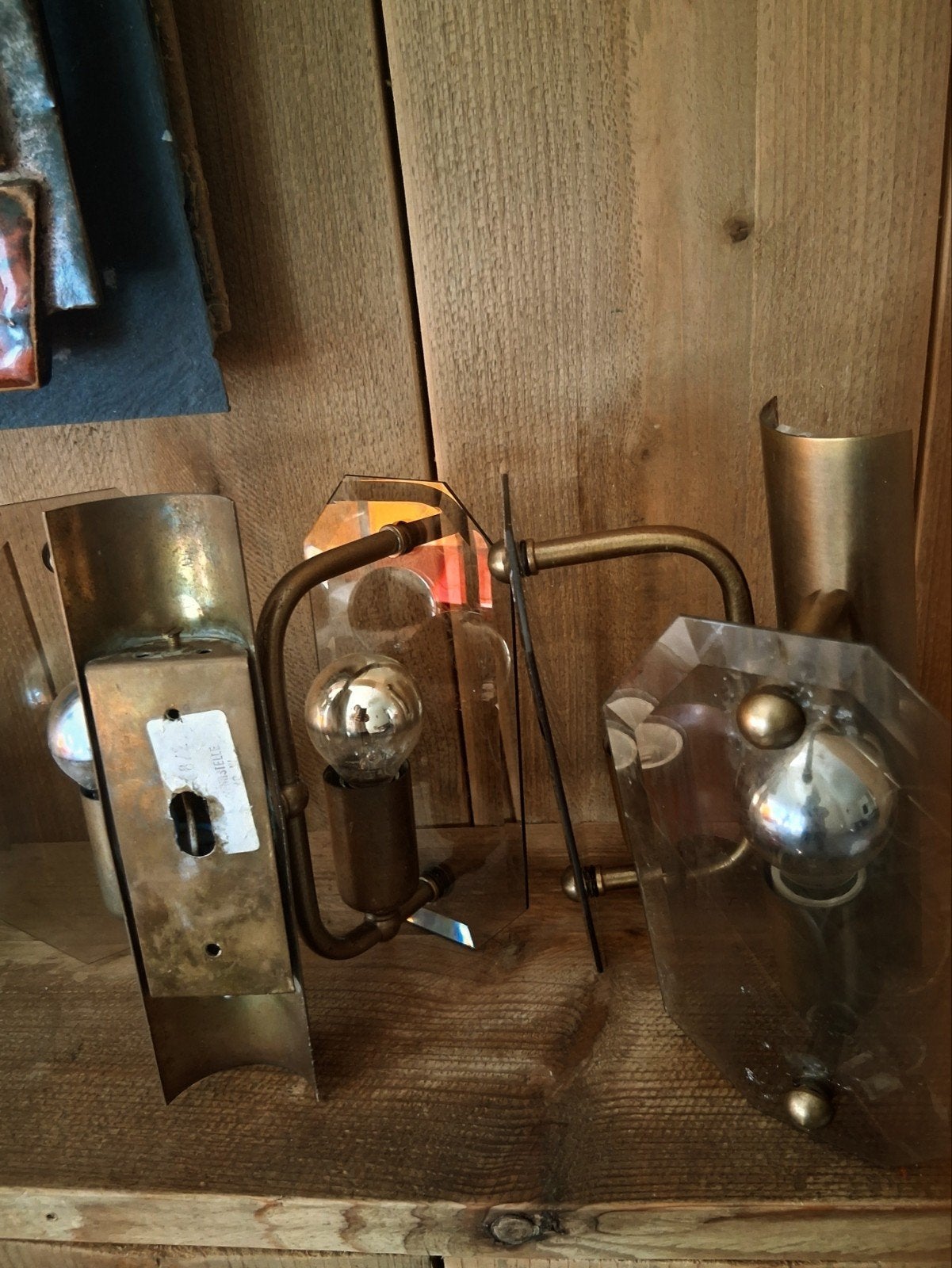 Prachtig Paar Honsel Leuchten Wandlampen – j70- brass& glas, Ophalen of Verzenden