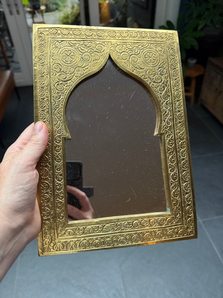 Marokkaanse handwerk spiegel metaal arabisch oosters, Nieuw, Ophalen of Verzenden, https://verburgtvintage.nl/#contact, Schipluidenlaan 20 5035KJ Tilburg