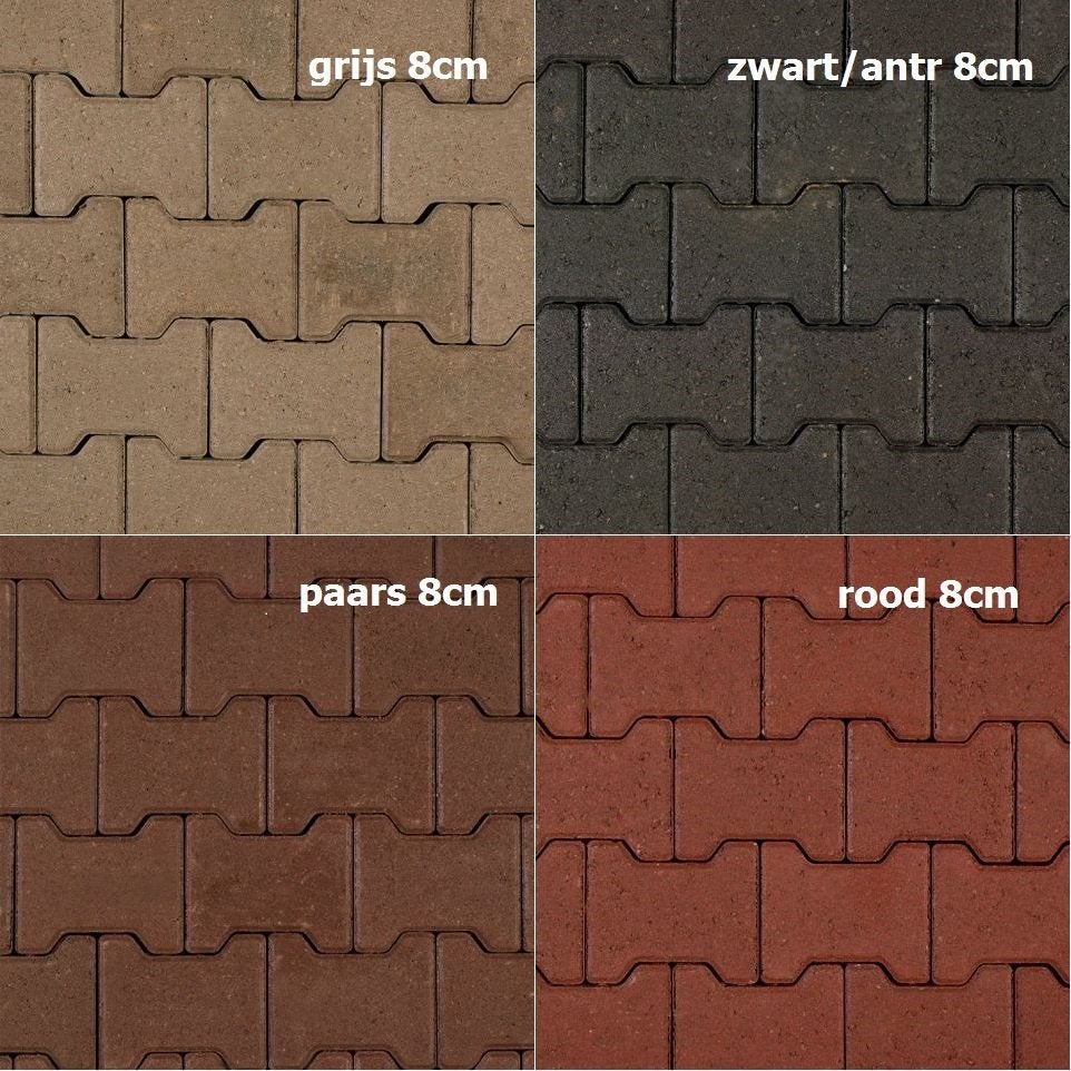 NIEUWE beton H-klinkers grijs/zwart/antrac. rood paars H-pro