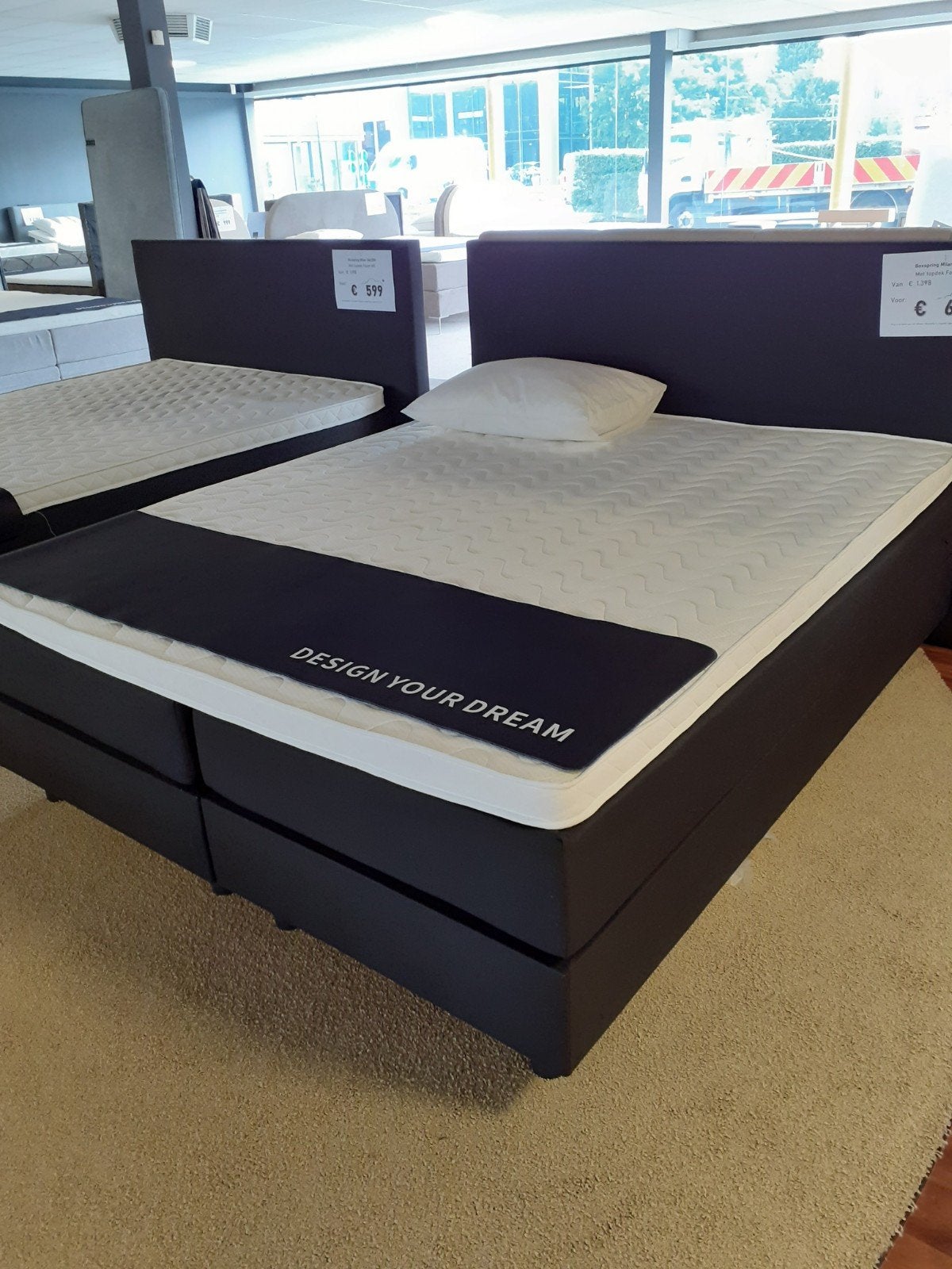 Complete Boxsprings Zwart 140x200/160x200 met Foam Topper, Ophalen, Zwart, 140 cm, 200 cm