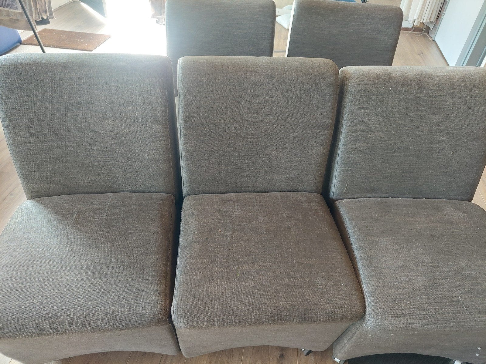 Gratis 6 eetkamerstoelen Mountain van Goossens, Ophalen, Gebruikt, Overige kleuren, Stof