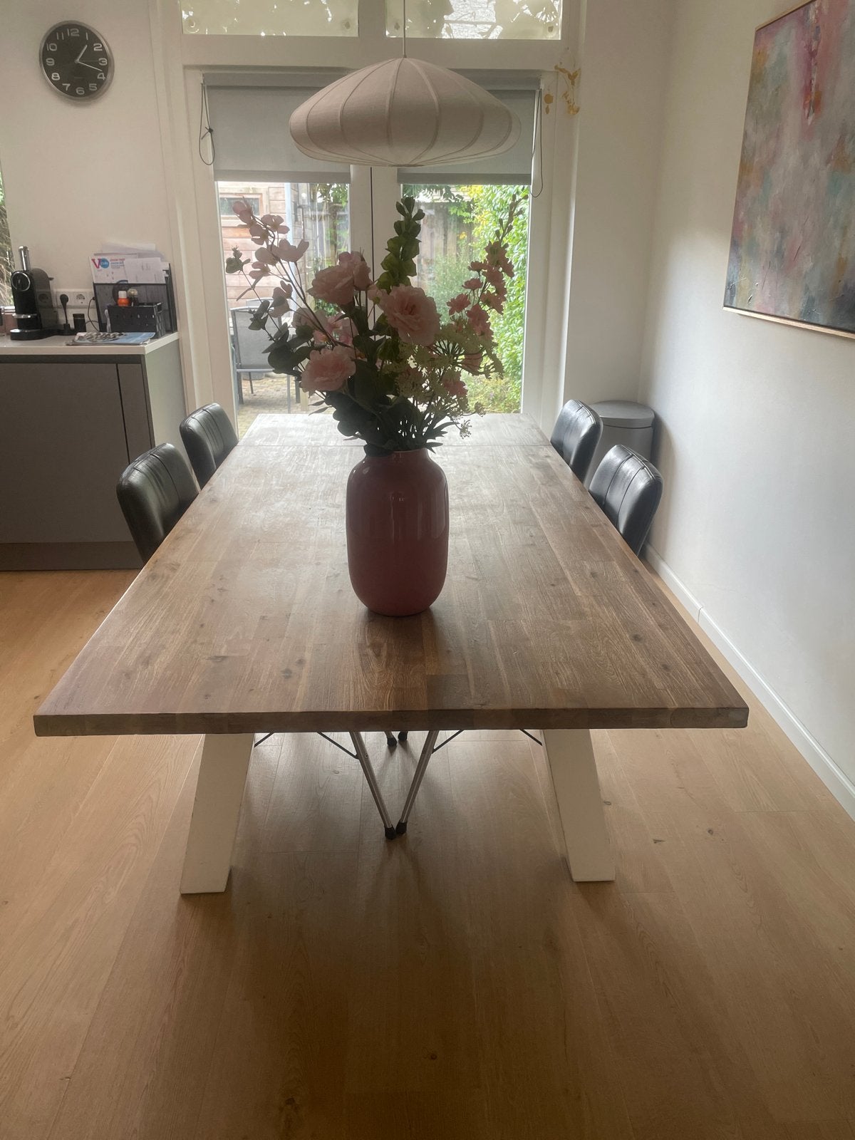 Uischuifbare eettafel Henders & Hazel eiken blad, Ophalen, Gebruikt, 100 tot 150 cm, Eikenhout