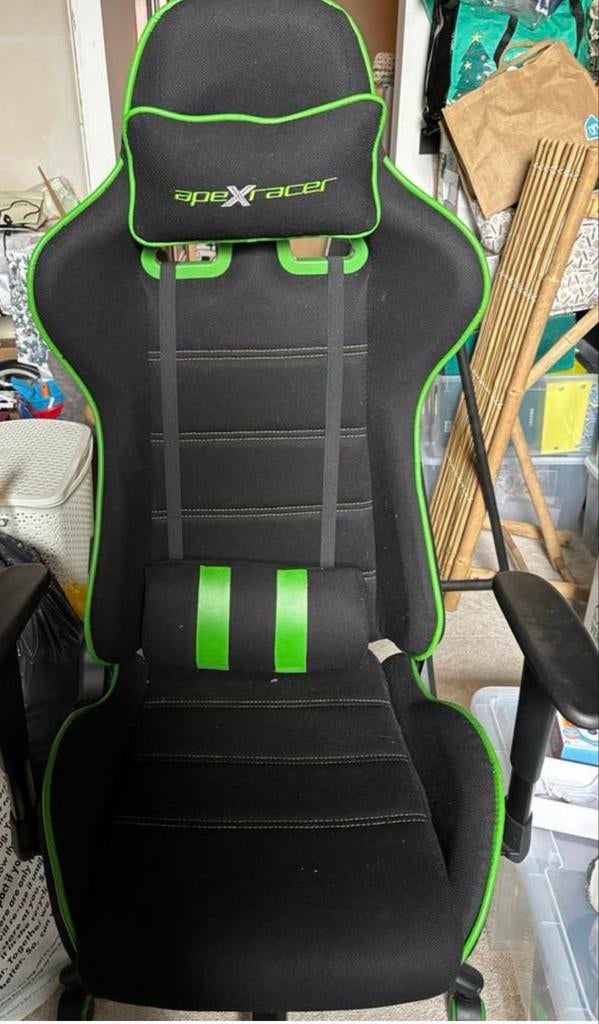 Apex Racer Gaming Bureaustoel Zwart/Groen - Z.G.A.N., Ophalen, Zwart, Zo goed als nieuw, Gaming bureaustoel