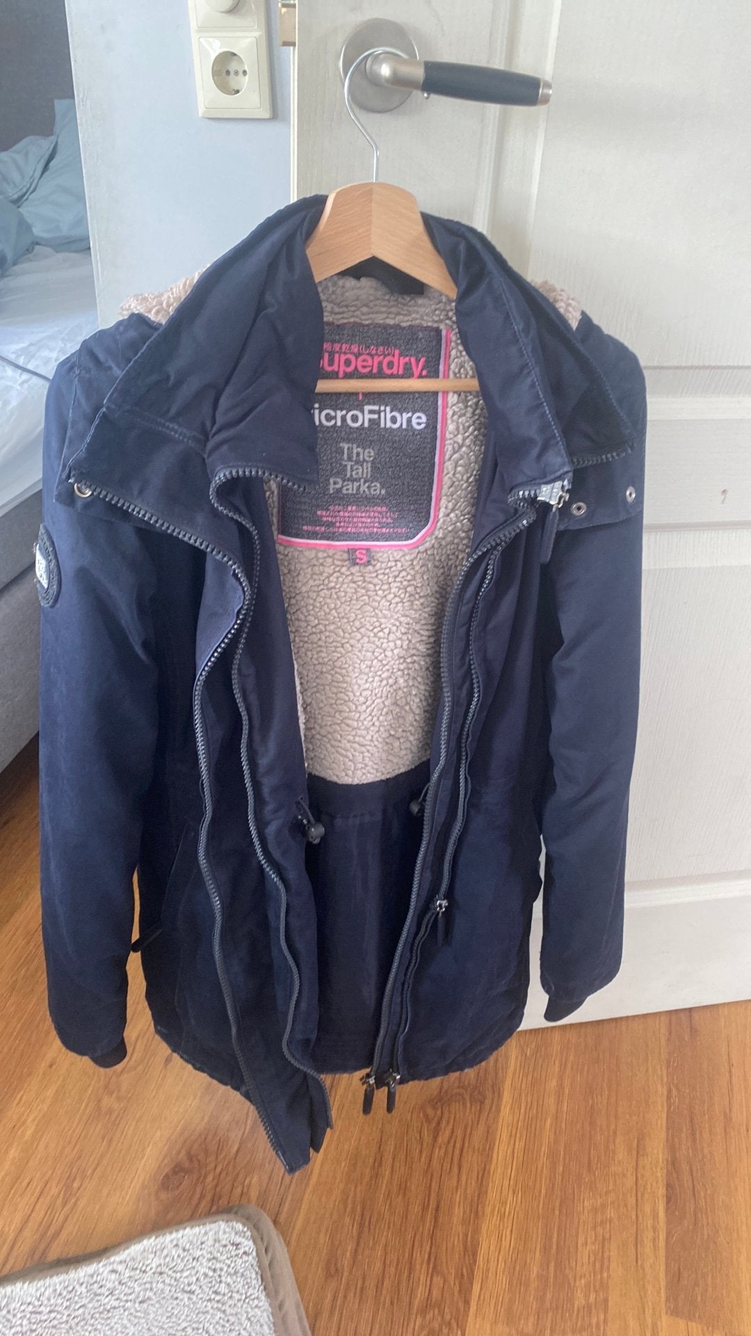 Superdry Microfibre The Windparka - Donkerblauw, Kleding | Dames, Jassen | Winter, Ophalen of Verzenden, Gedragen, Maat 36 (S)