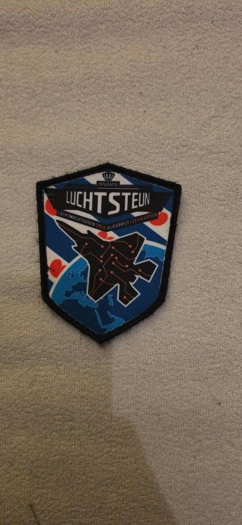 Operatie Luchtsteun patch Klu, Ophalen of Verzenden, Luchtmacht, Nederland, Embleem of Badge