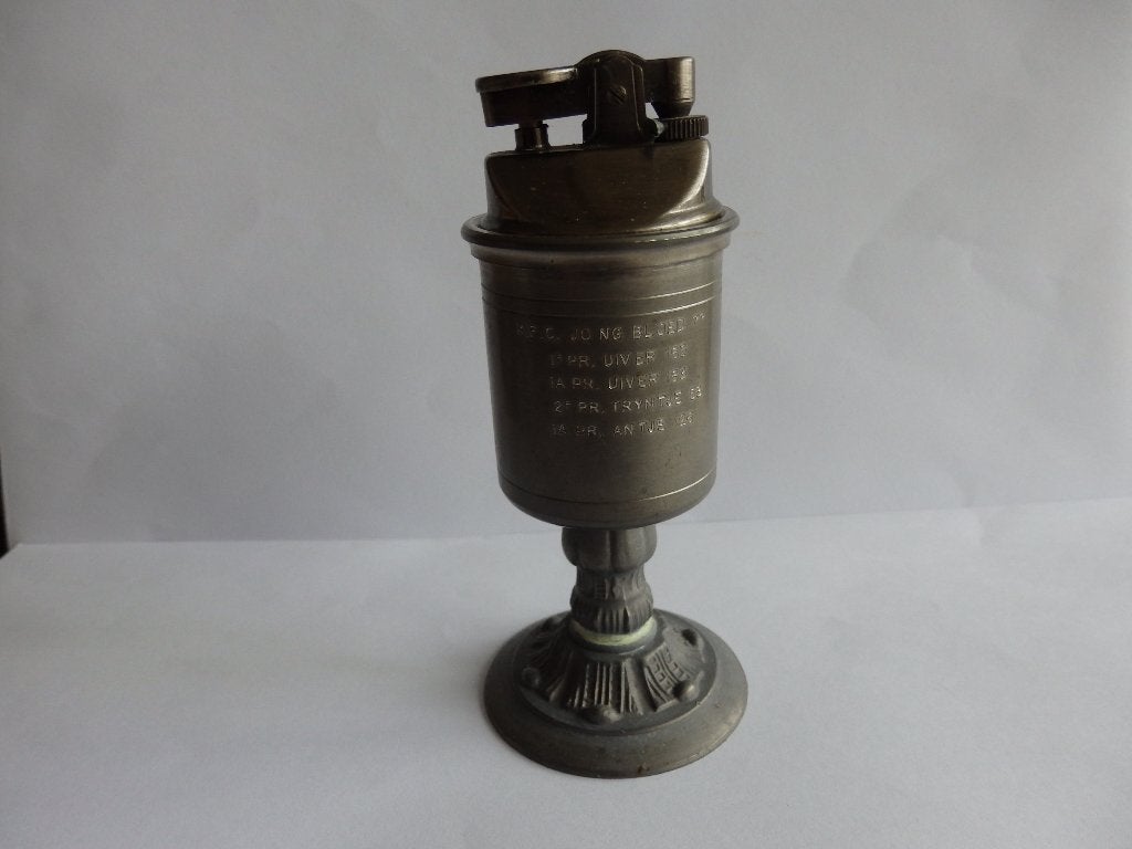Vintage tinnen tafelaansteker 94% tin Unieke prijsbeker 1977, Antiek en Kunst, Ophalen of Verzenden