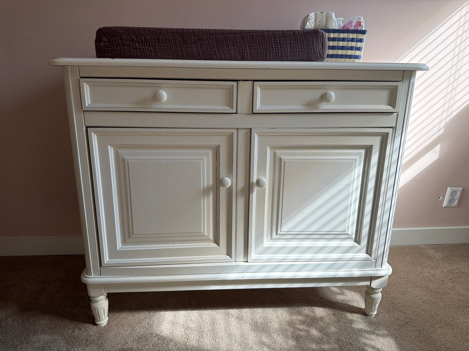 Witte commode met lades en deuren, Ophalen, Gebruikt, 50 tot 70 cm, 75 tot 100 cm