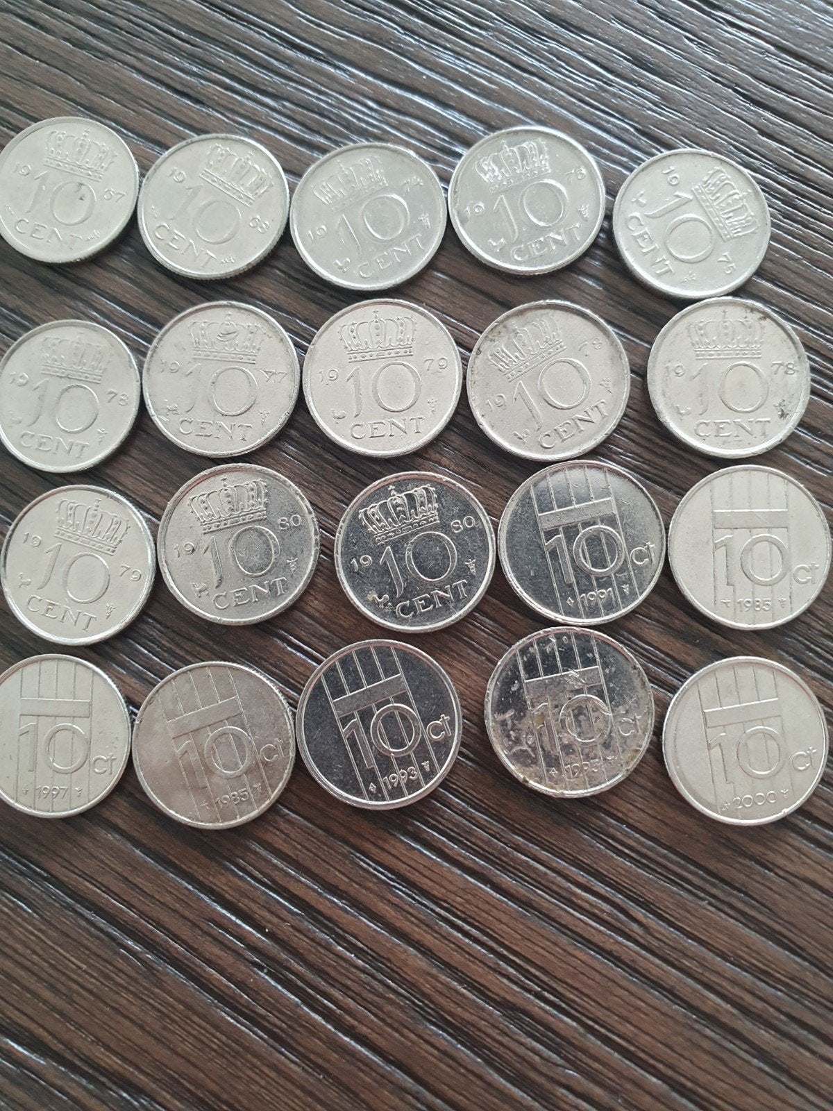 Lotje 20 Nederlandse dubbeltjes - Juliana en Beatrix, Ophalen of Verzenden, 10 cent, Losse munt