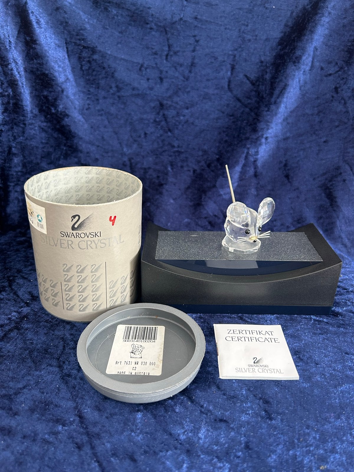 Swarovski Muis Kristal Figuurtje met Certificaat en Doos, Ophalen of Verzenden, Zo goed als nieuw, Figuurtje