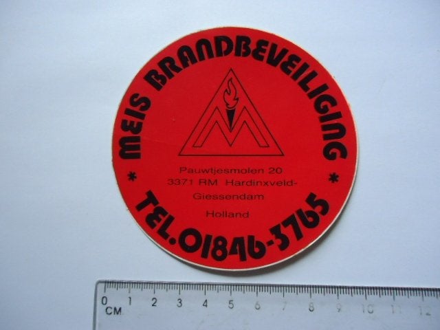 sticker oud Hardinxveld Giessendam MELS brandweer retro, Ophalen of Verzenden, Zo goed als nieuw, Bedrijf of Vereniging