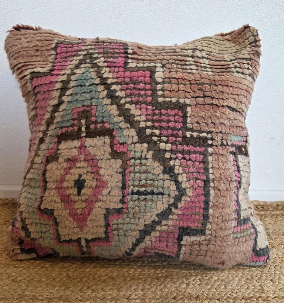 Zacht pastelkleuren berber kussen, vintage sierkussen, Huis en Inrichting, Woonaccessoires | Kussens, Nieuw, Vierkant, Verzenden