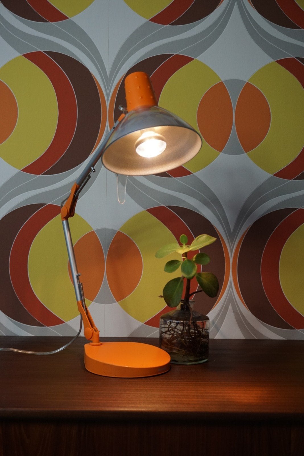 Retro Philips Bureaulamp – Oranje Vintage lamp, Antiek en Kunst, Ophalen of Verzenden