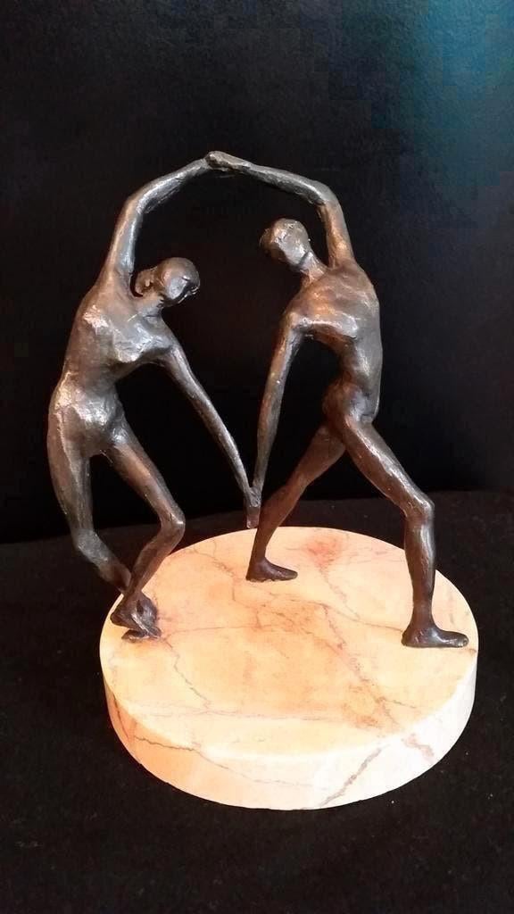 Bronzen beeld Salsa dansers paar Abstract Bronze Sculpture, Ophalen of Verzenden, Brons
