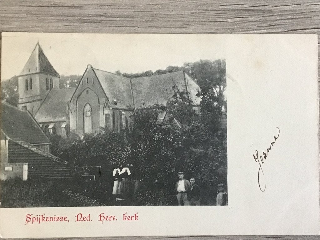 Oude ansichtkaart Spijkenisse, Ned. Herv. kerk 1904, Ophalen of Verzenden, Voor 1920, Gelopen, Zuid-Holland