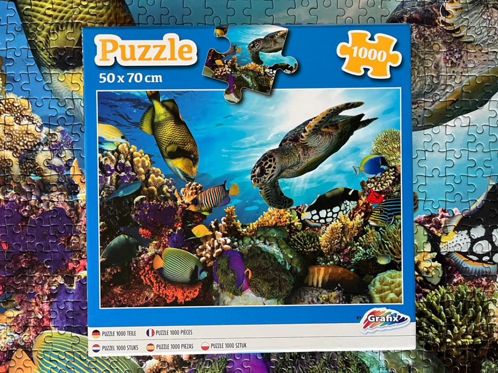 Puzzel Onderwaterdieren 1000 stukjes, compleet, Ophalen of Verzenden, 500 t/m 1500 stukjes, Zo goed als nieuw, Legpuzzel