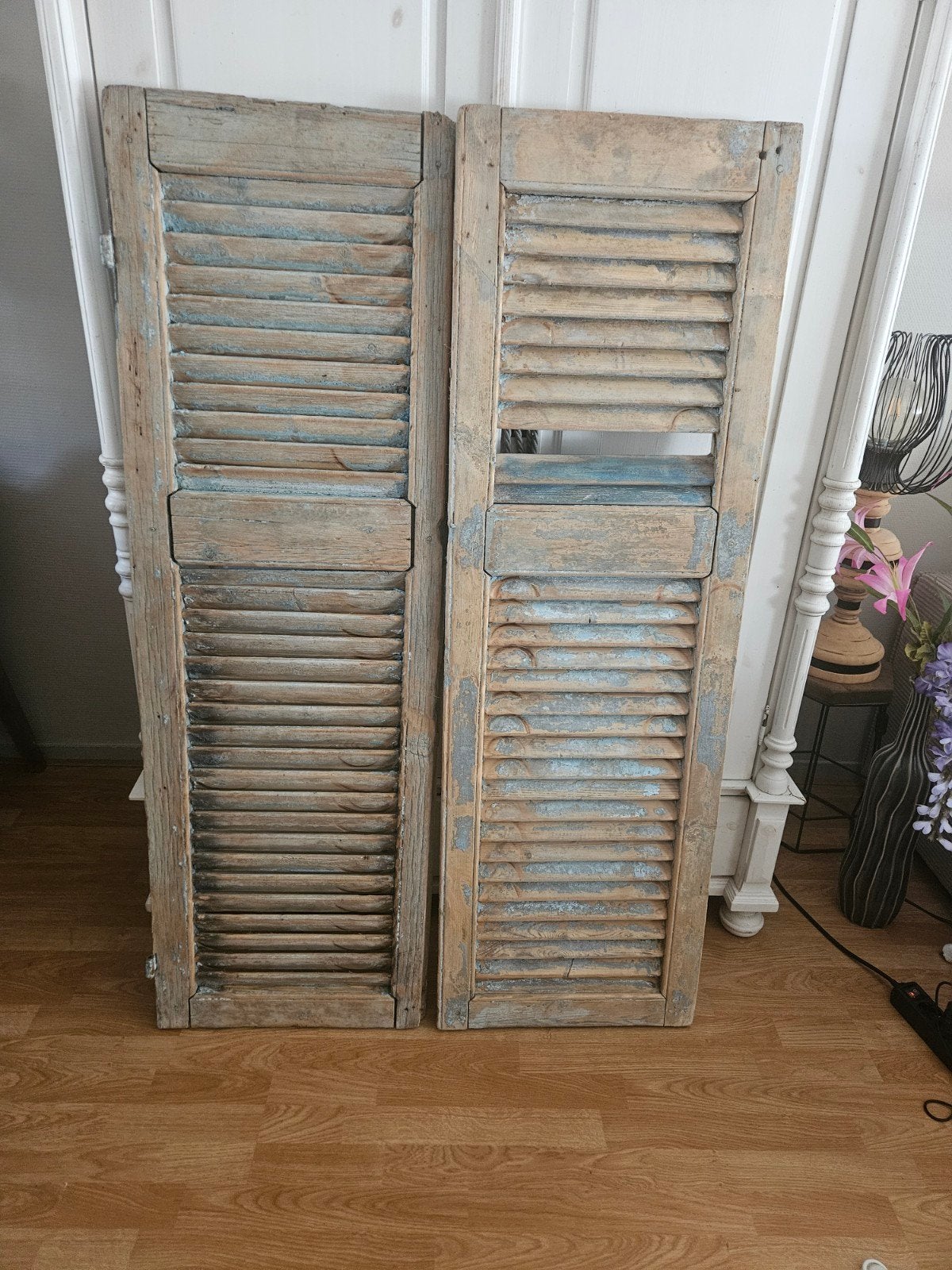 Set van 2 vintage eikenhouten luiken met verweerde look, Huis en Inrichting, Ophalen, Gebruikt