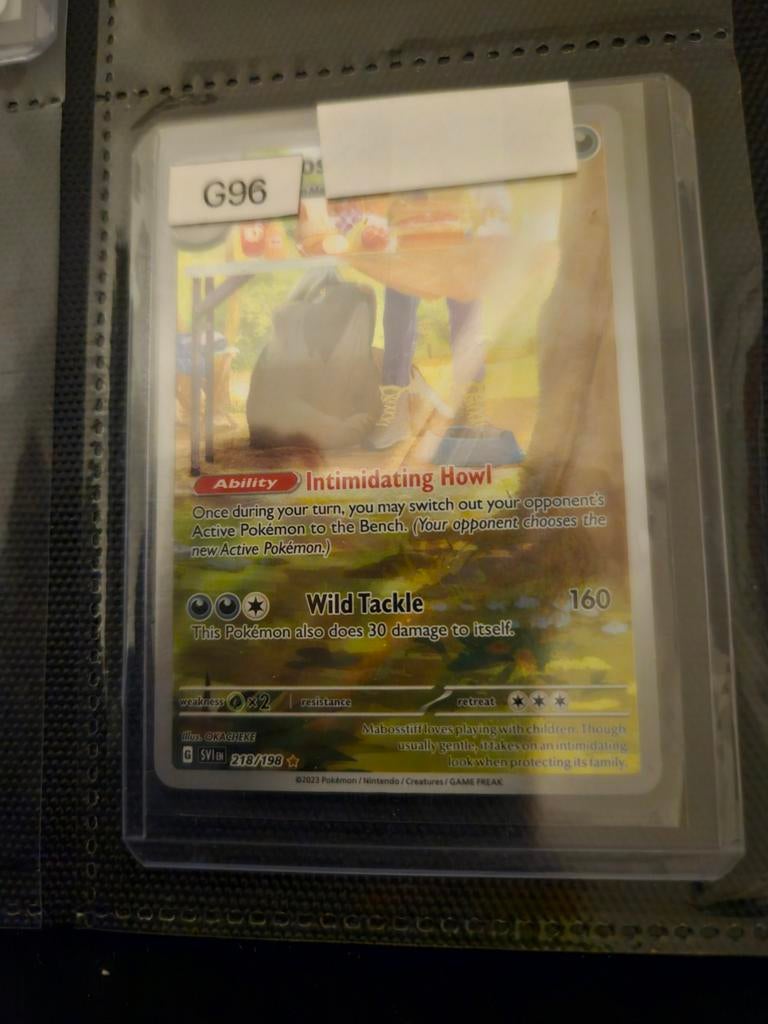 Pokemon Mabosstiff 218/198 Scarlet & Violet Base Set, Ophalen of Verzenden, Zo goed als nieuw, Losse kaart, Foil