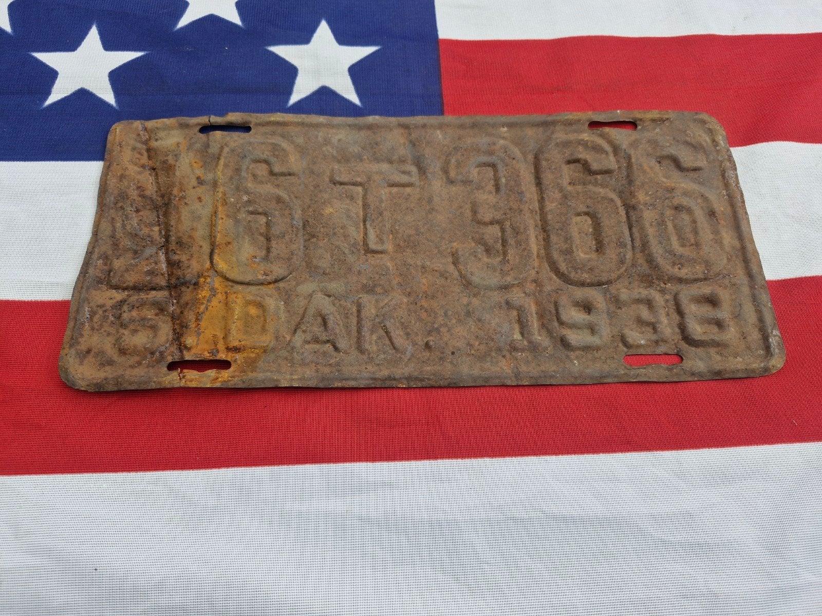 South Dakota kentekenplaat USA 1938, Verzenden, Gebruikt, Auto's