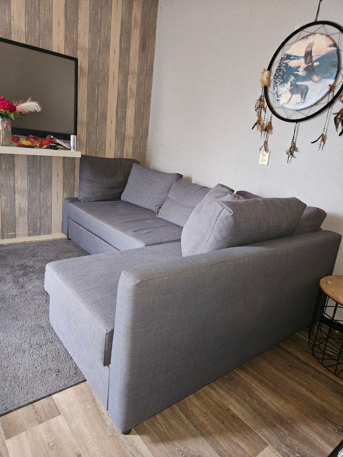 Hoekslaapbank, Ophalen, 100 tot 125 cm, Tweepersoons, Zo goed als nieuw
