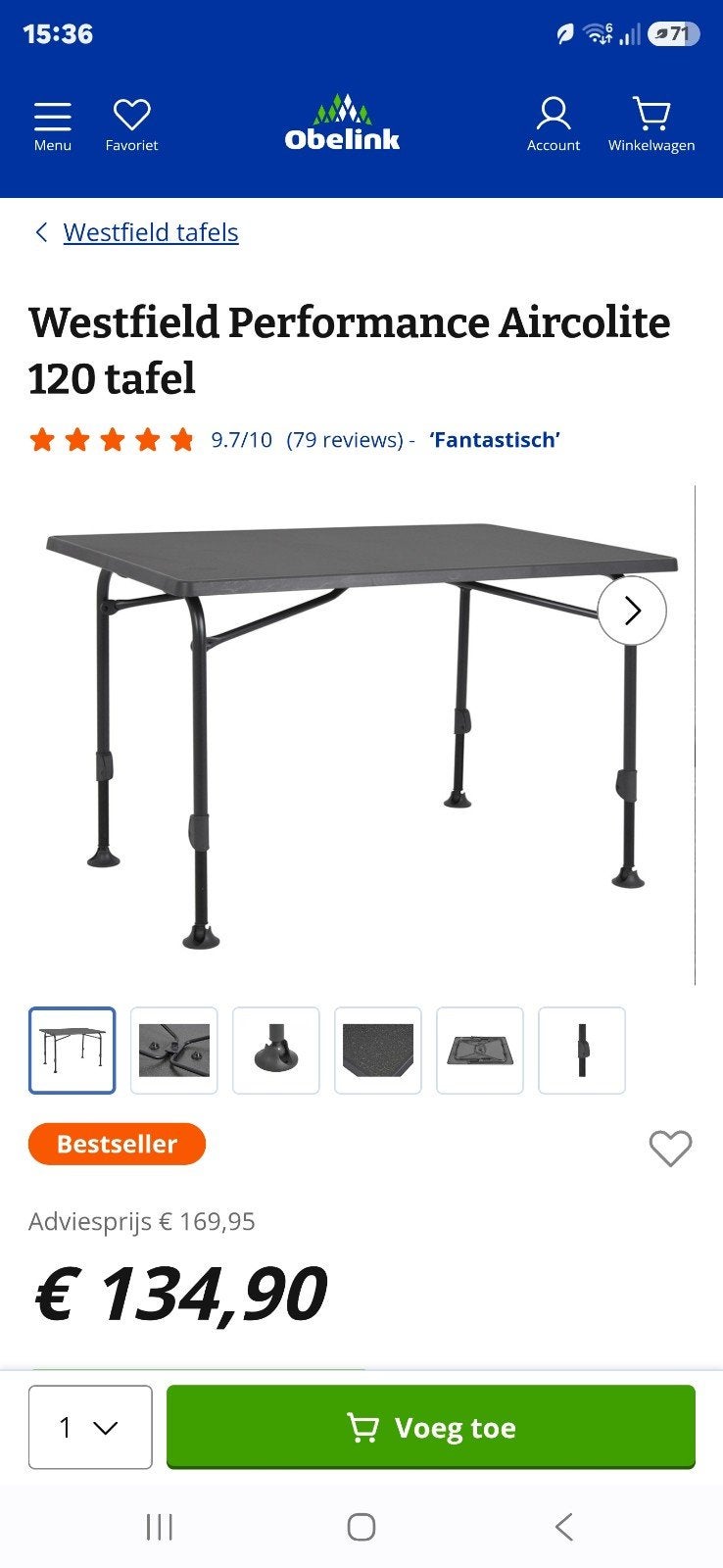 Fritz Berger Walo 2 Campingtafel - Opvouwbaar, Ophalen, Nieuw, Campingtafel