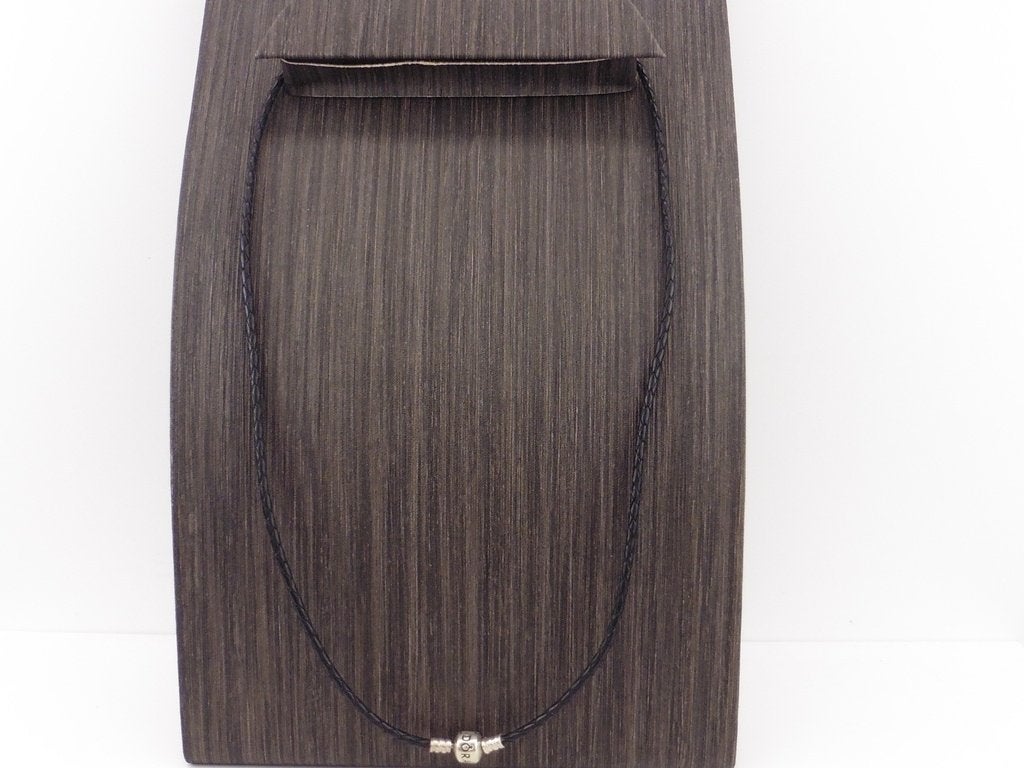 Leren Pandora collier met zilveren slot                Z40aa, Overige materialen, Gebruikt, ., Zwart