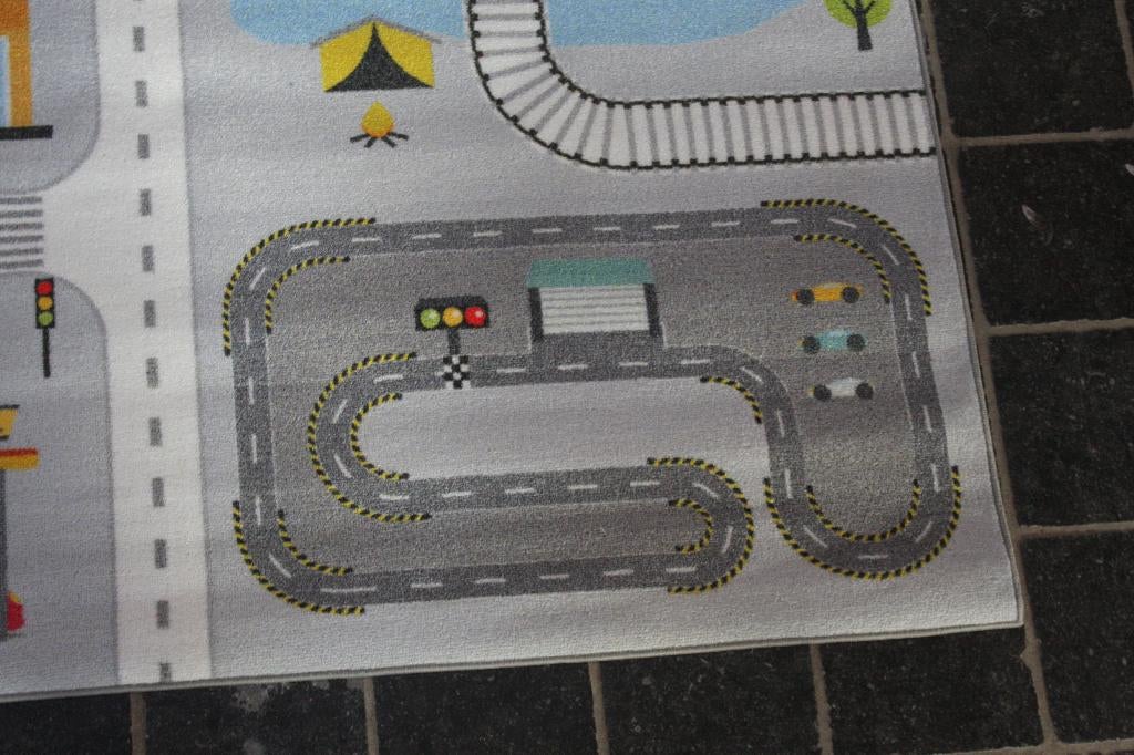 Leuk vloerkleed speelkleed Pleun autoweg grijs 160x230 cm., Ophalen, 150 tot 200 cm, Grijs, Rechthoekig