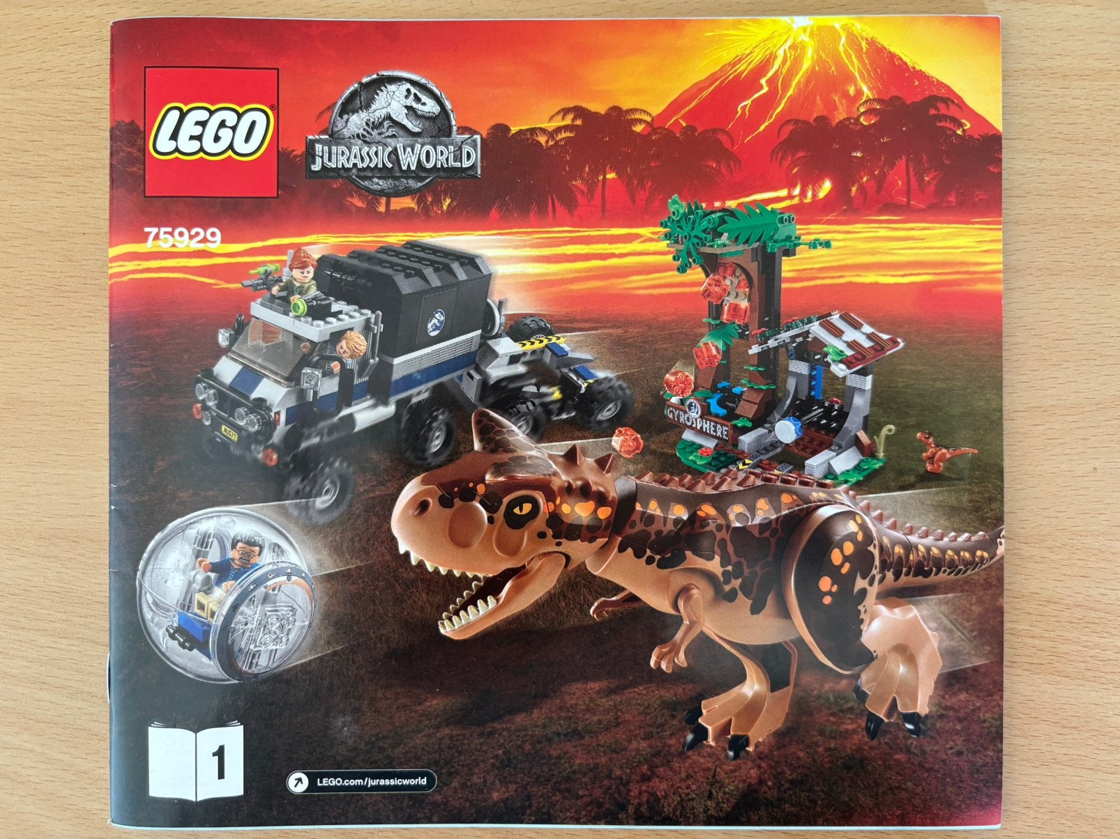 LEGO Jurassic World - Gyrobolontsnapping Carnotaurus (75929), Jurassic World, Lego, Ophalen of Verzenden, Zo goed als nieuw