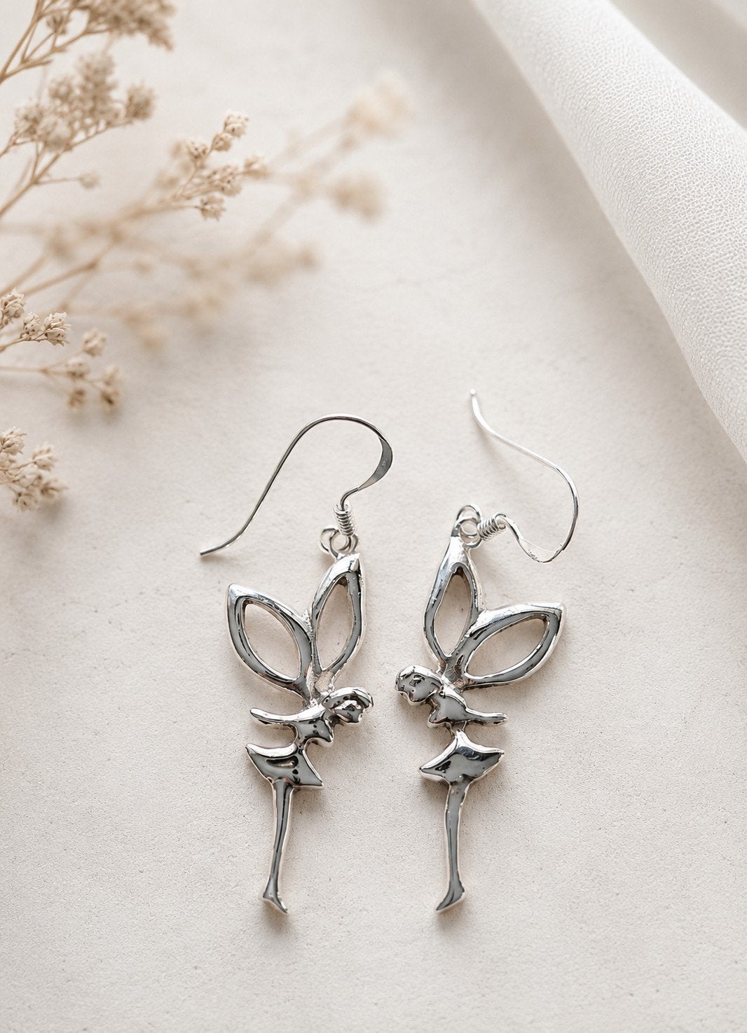 Zilveren oorhangers Elfje Tinkerbell, Hangers, Nieuw, Ophalen of Verzenden, Zilver