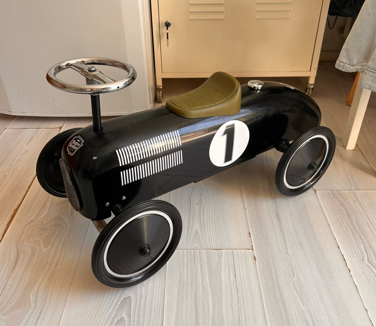 Retro Loopwagen Roller Zwart Metaal | Binnen/Buiten, Ophalen