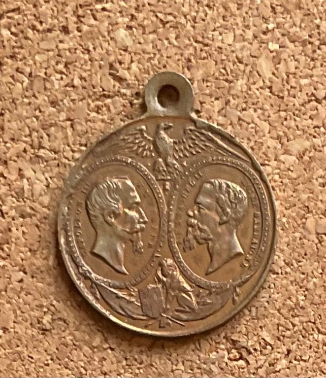 Draagmedaille - Napoleon III en Kon. Emmanuel II v Sardinie, Postzegels en Munten, Ophalen of Verzenden, Overige materialen, Buitenland