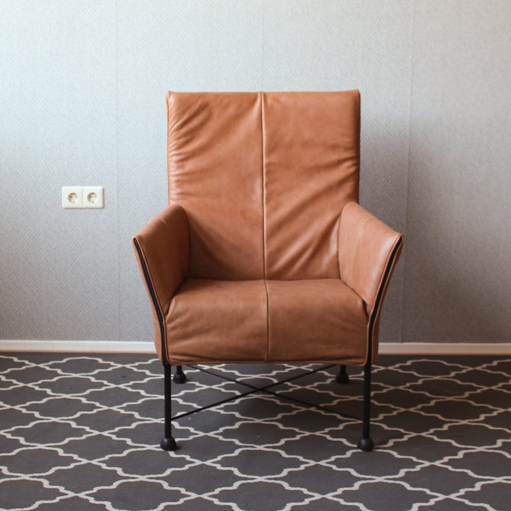 Montis Charly Fauteuil Buffalo Leer Cognac - Zwart (Op Doppe, Huis en Inrichting, Niet ingevuld, Zo goed als nieuw, Niet ingevuld