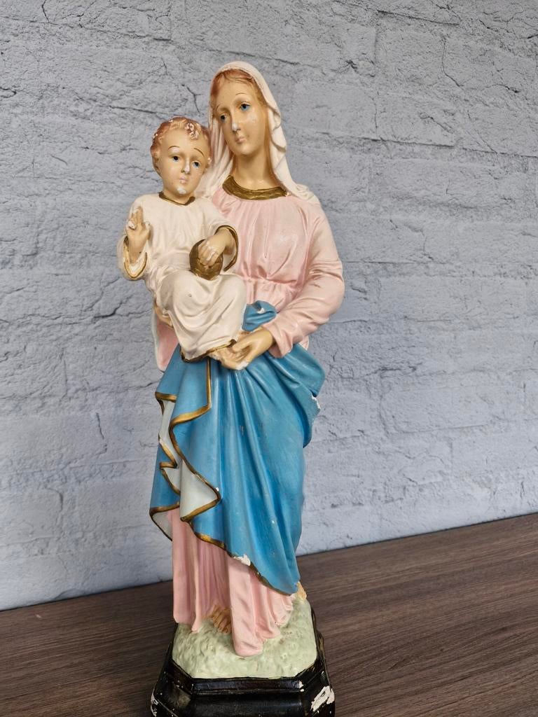 Maria beeld met kindje Jezus op haar arm., Antiek en Kunst, Antiek | Religie, Ophalen of Verzenden