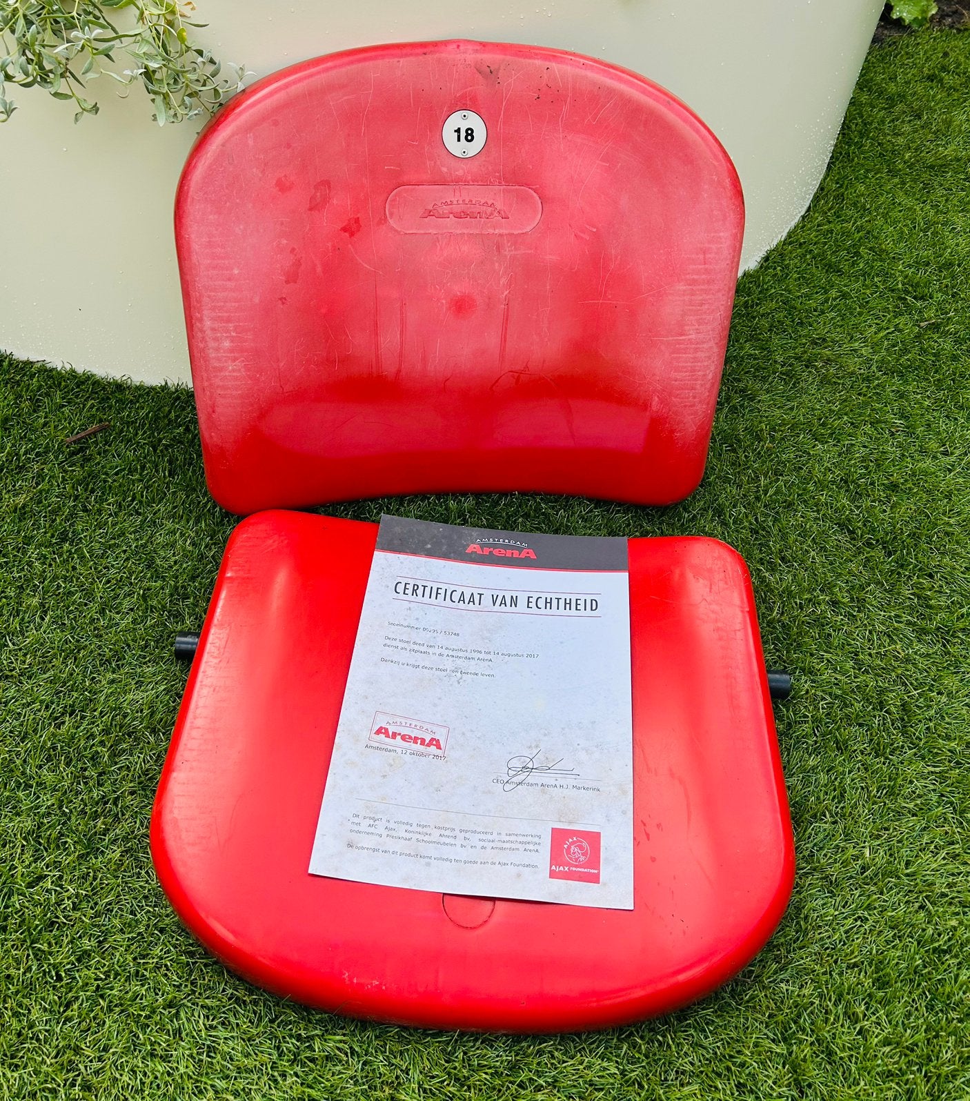 Amsterdam Arena Stadionstoel - Nummer 18, Ophalen of Verzenden, Gebruikt