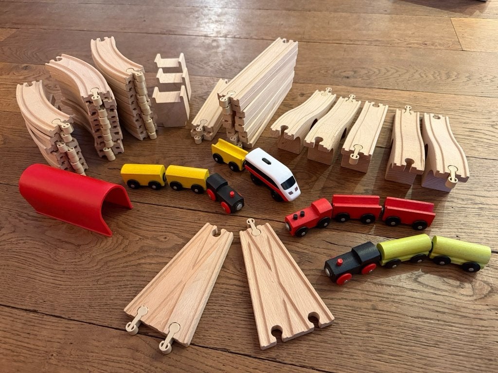 IKEA LILLABO houten treinset – 60 onderdelen, Kinderen en Baby's, Ophalen of Verzenden, Gebruikt
