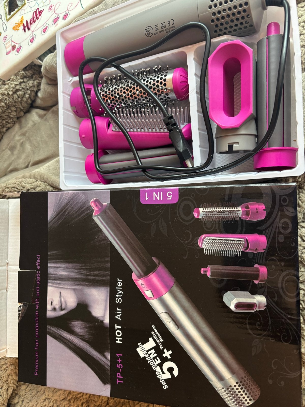 5-in-1 Warme Lucht Styler Set - Krultang & Föhnborstel, Ophalen, Nieuw, Haarverzorging