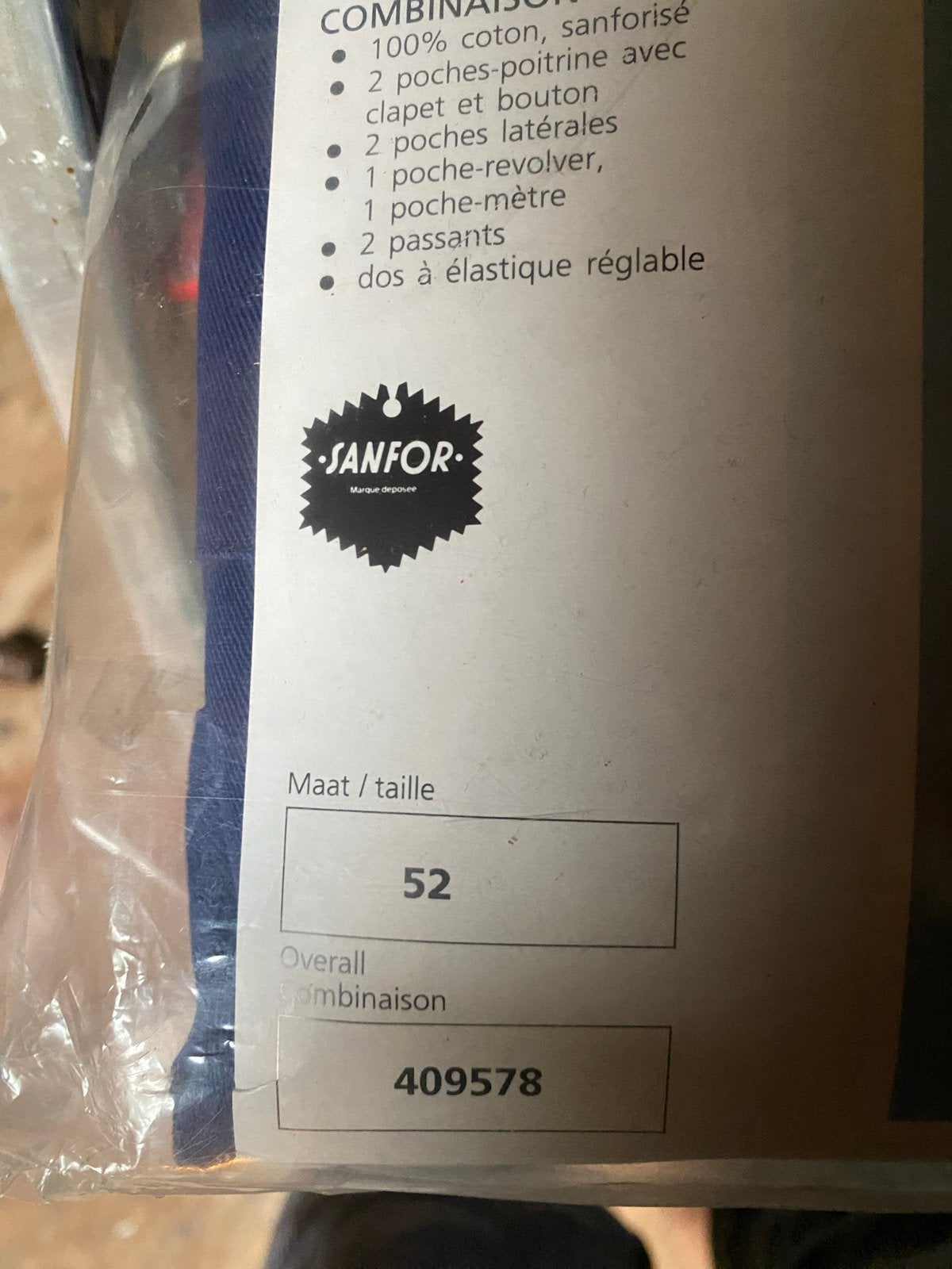 Nieuwe Sanfor Overall Maat 52 - KLM Kleding, Ophalen of Verzenden, Nieuw
