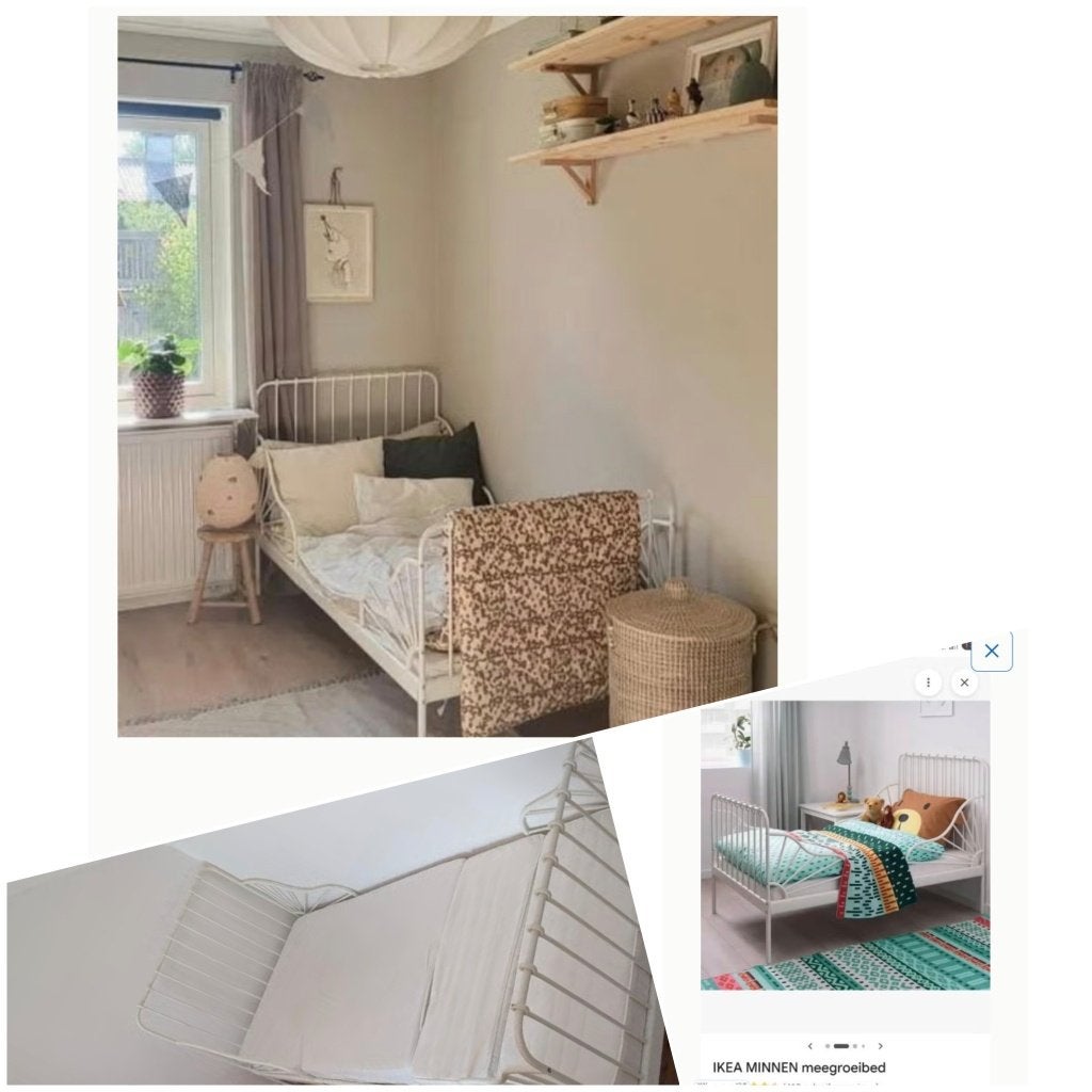 Ikea minnen  ( peuter ) bed 90x200 (verstelbaar) compleet, 85 tot 100 cm, Zo goed als nieuw, 180 cm of meer, Ophalen