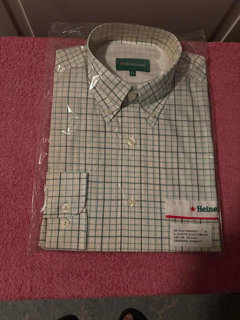Nieuw Heineken overhemd maat 41, Kleding | Heren, Ophalen of Verzenden, Zo goed als nieuw, Wit, Halswijdte 41/42 (L)