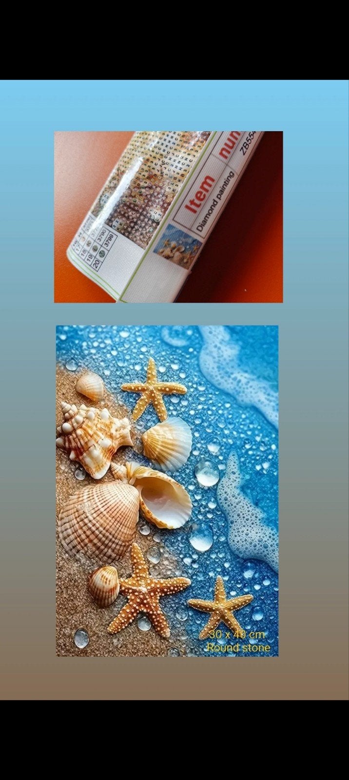 diamond painting strand/zee / schelpen, Hobby en Vrije tijd, Ophalen of Verzenden, Zo goed als nieuw, Knutselwerk