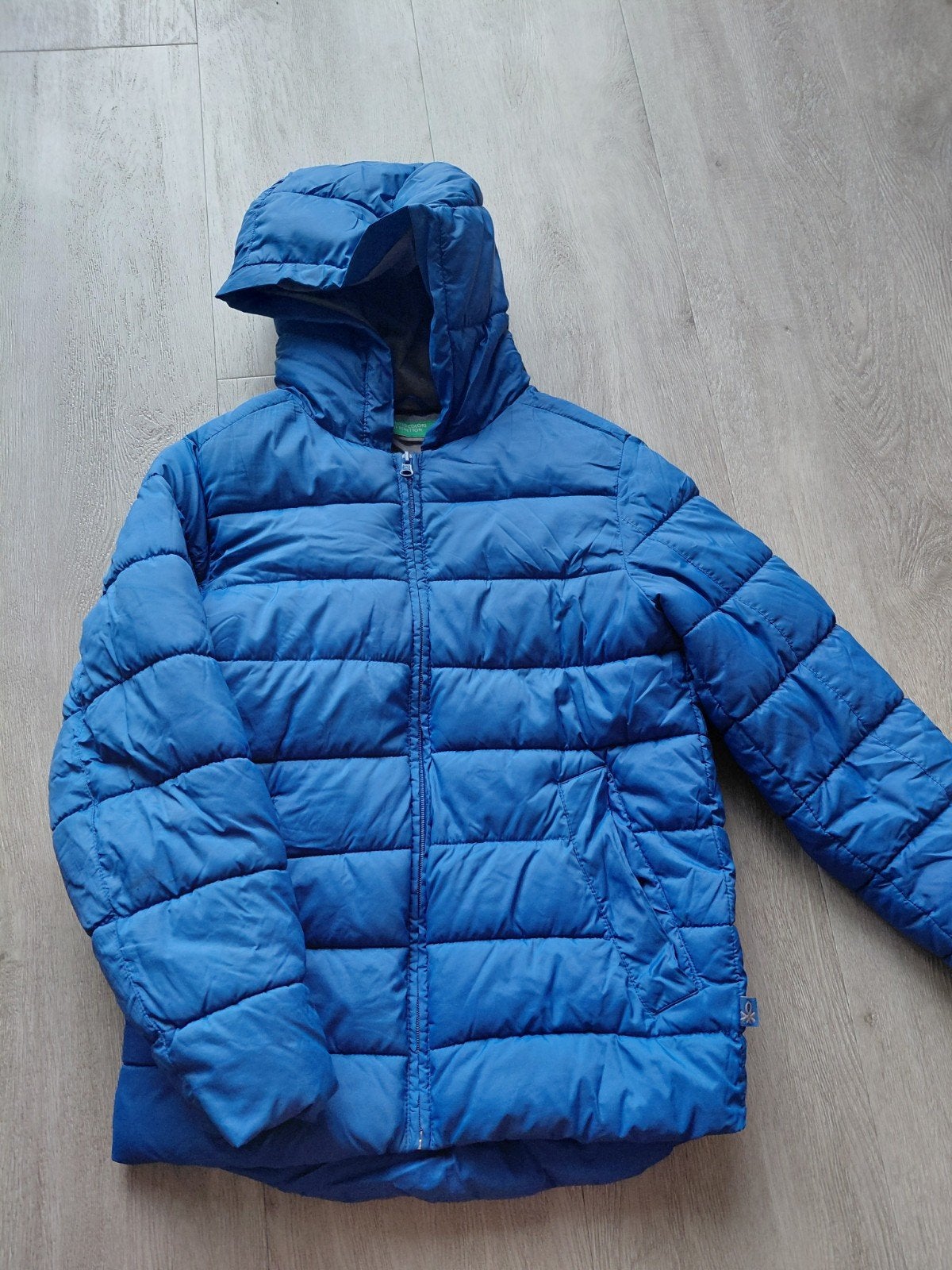 Blauwe gewatteerde jas van United Colors of Benetton, United Colors of Benetton, Jongen of Meisje, Ophalen of Verzenden, Zo goed als nieuw