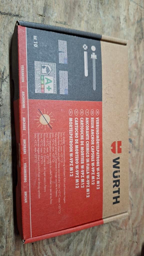 Chemisch anker patronen Würth, Doe-het-zelf en Verbouw, IJzerwaren en Bevestigingsmiddelen, Ophalen of Verzenden, Nieuw, Minder dan 50 mm
