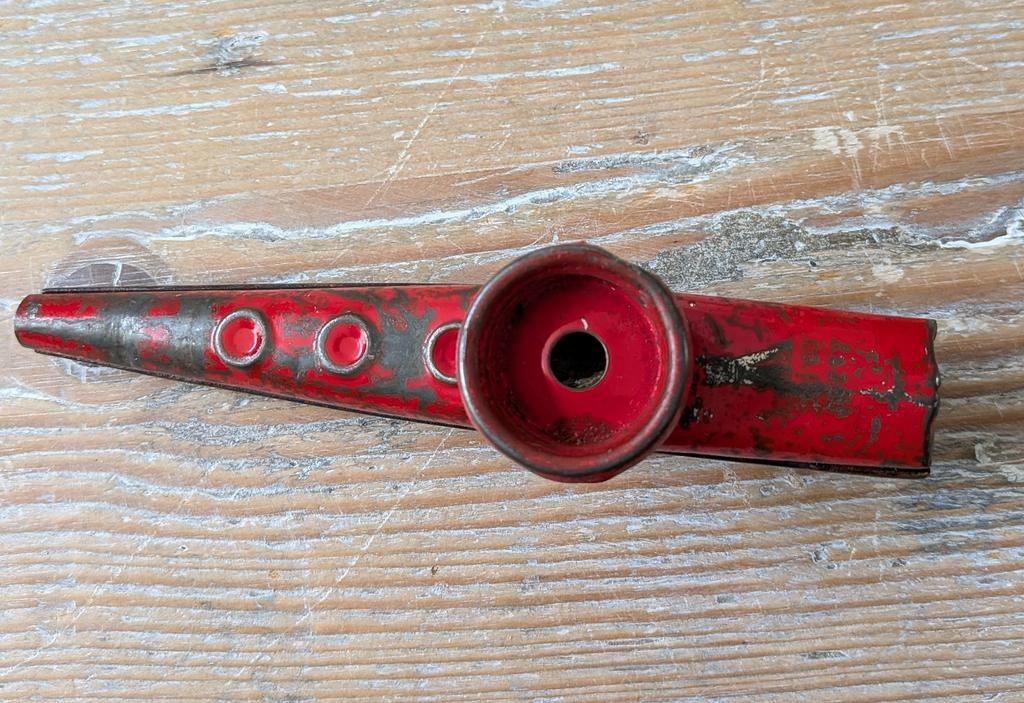 Vintage metalen kazoo, rood, Ophalen of Verzenden