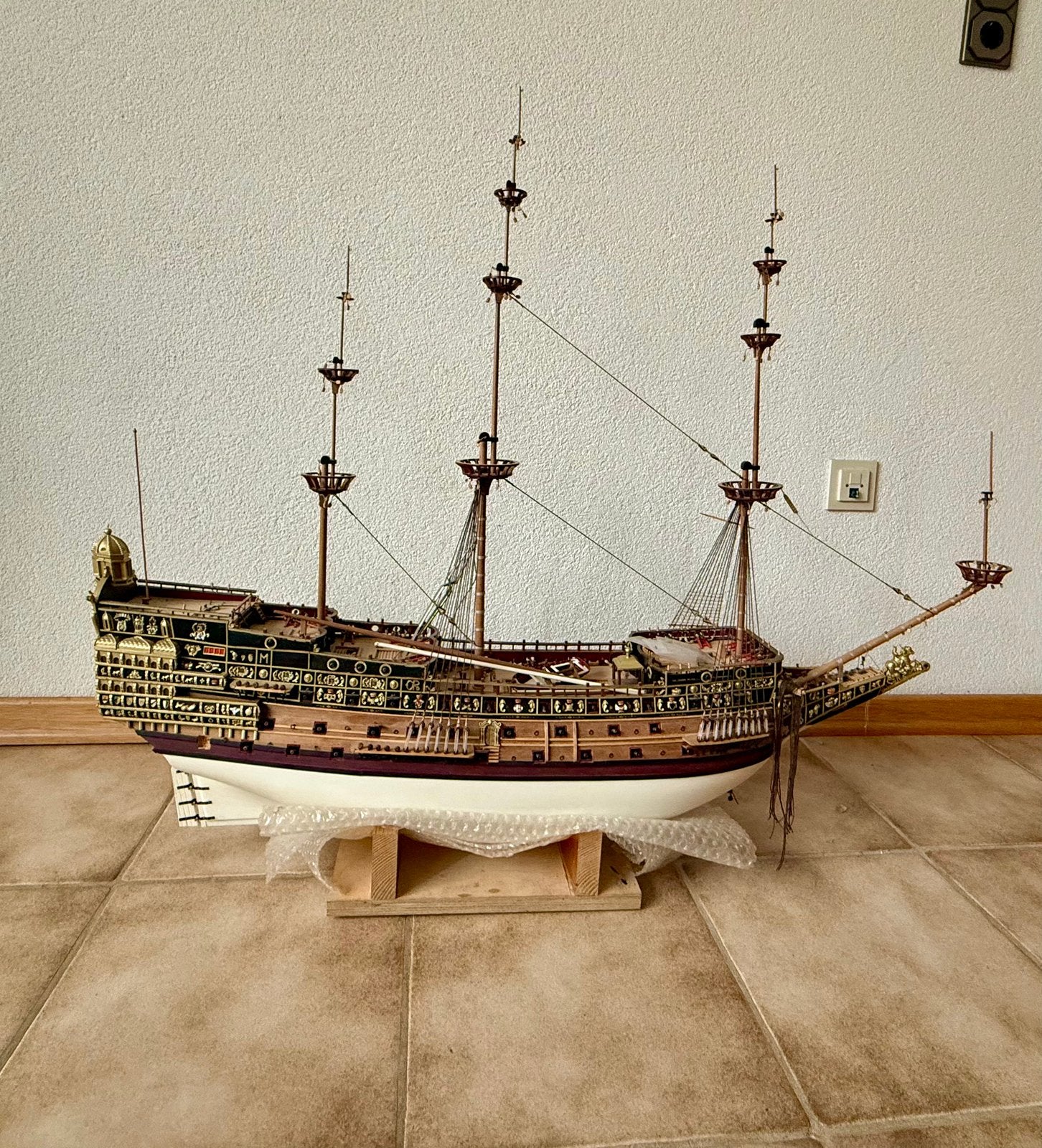 Groot Houten Modelbouwschip (1637) – Zeer Gedetailleerd, Ophalen, Gebruikt