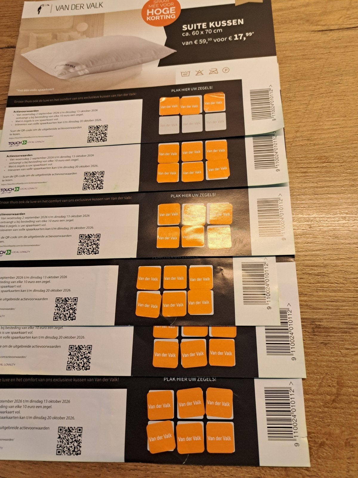 5 1/2 spaarkaart Plus voor Van der Valk suite kussen (60x7, Plus, Ophalen of Verzenden