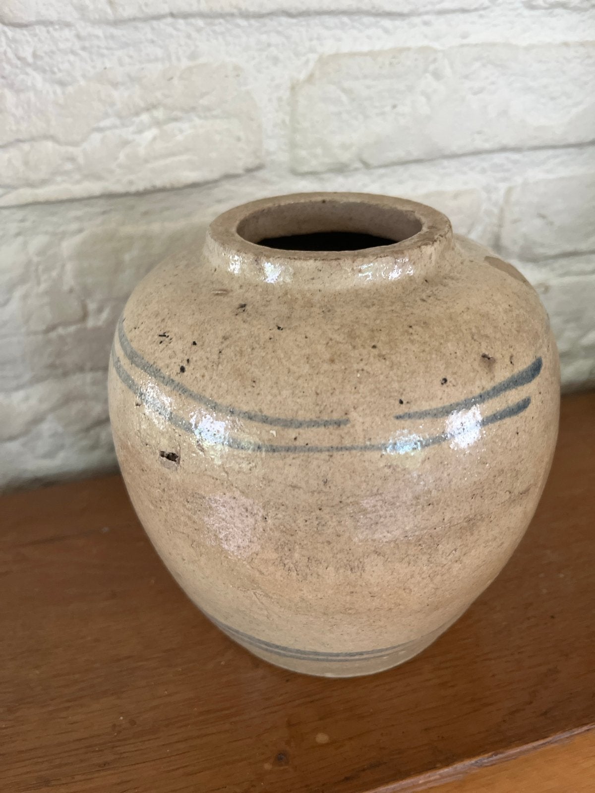 Antieke grote gemberpot met blauwe strepen, Antiek en Kunst, Antiek | Keramiek en Aardewerk, Ophalen of Verzenden