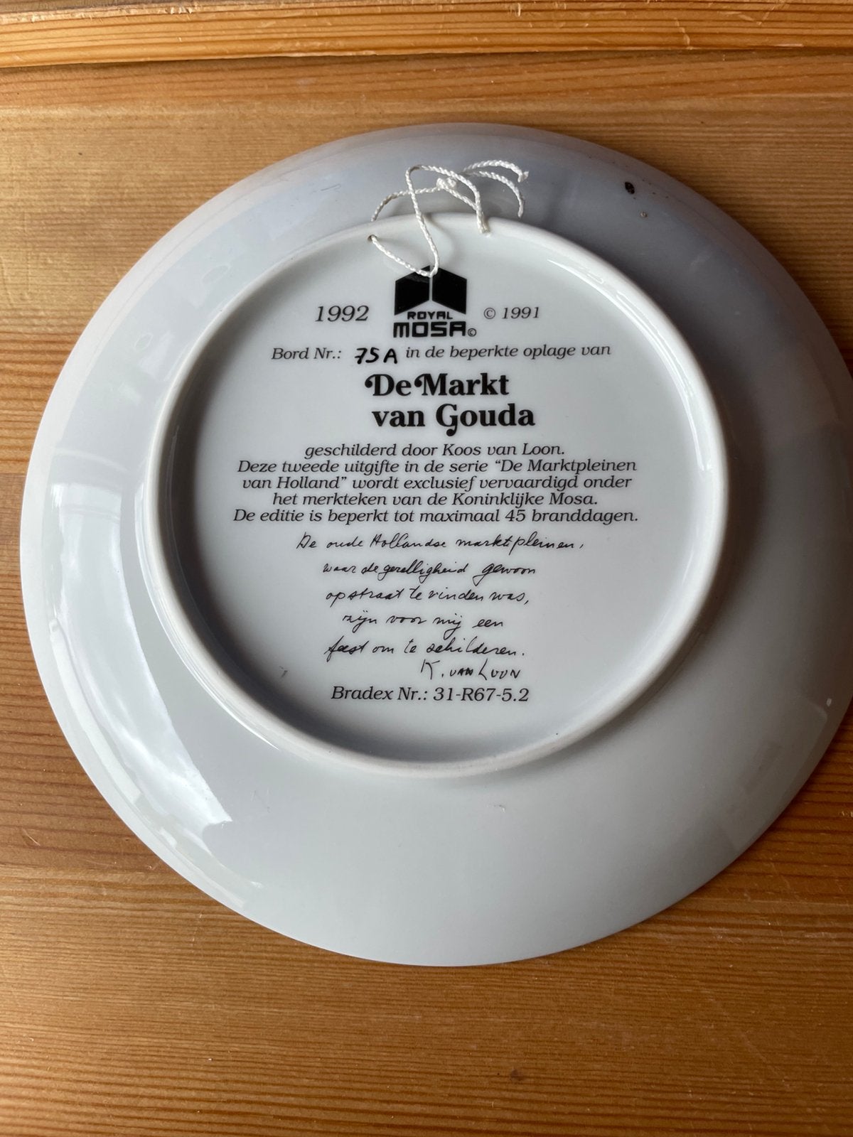 Mosa borden marktpleinen van Holland, Wandbord, Ophalen, Gebruikt