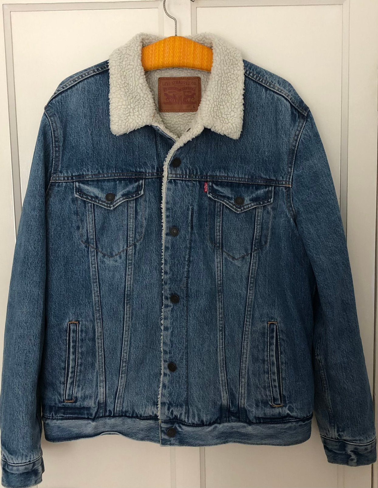 klassiek Levi's Type 3 Sherpa Truckerjack | Maat: L, Ophalen of Verzenden, Zo goed als nieuw, Maat 52/54 (L), Blauw