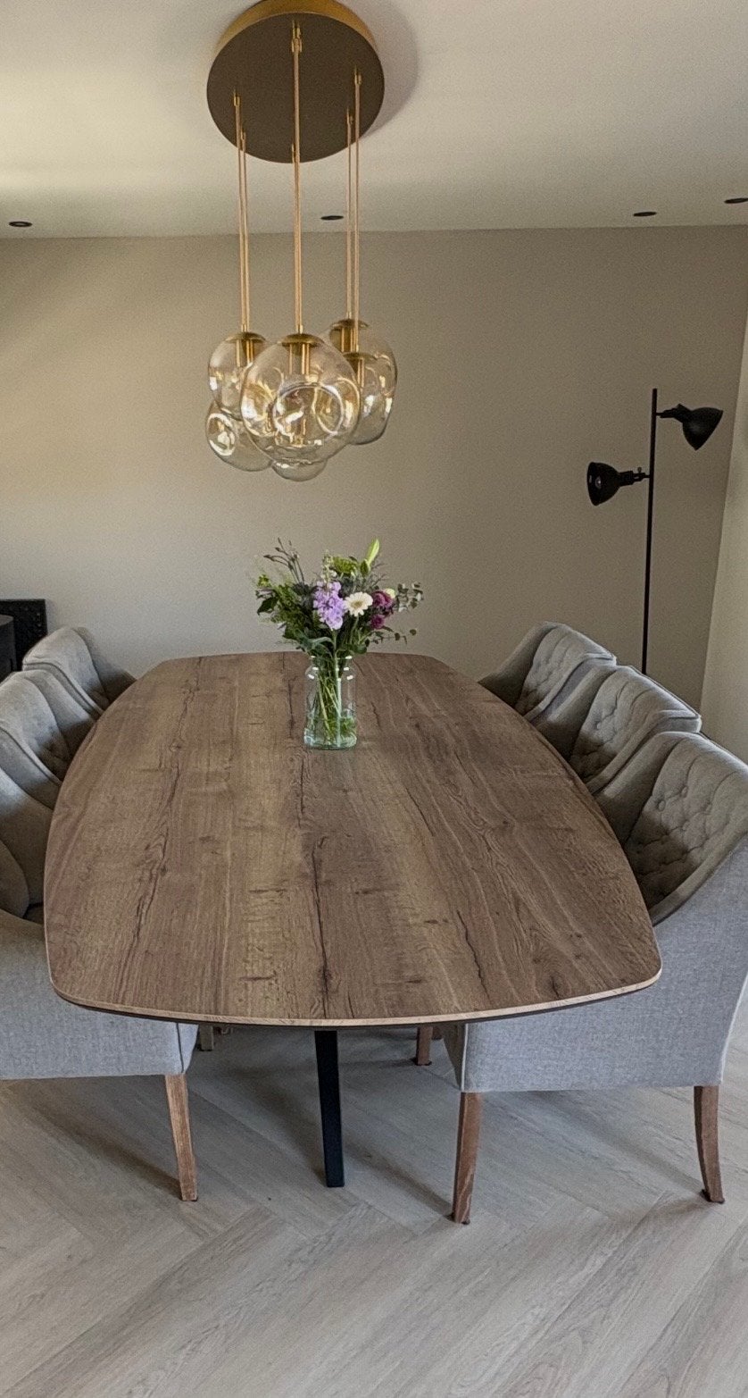 Eettafel Deens Ovaal 250x128cm - Zwart ijzeren poot, Ophalen, 100 tot 150 cm, 200 cm of meer, Zo goed als nieuw