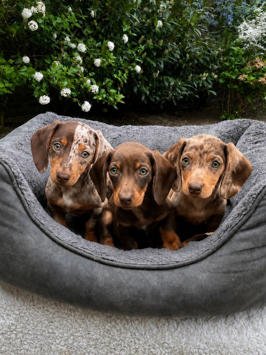 Teckel pups , merle choco, klein maar dapper!!!, Dieren en Toebehoren, Honden | Teckels en Dashonden, 8 tot 15 weken, Korthaar